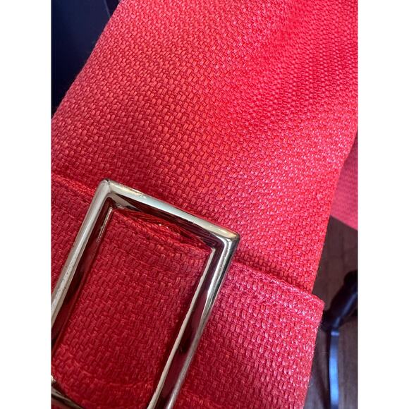 Tahari ASL Double Breasted Blazer w/ Belted Cuffs & Gold Buttons Orange Red SZ.4 - Picture 16 of 16